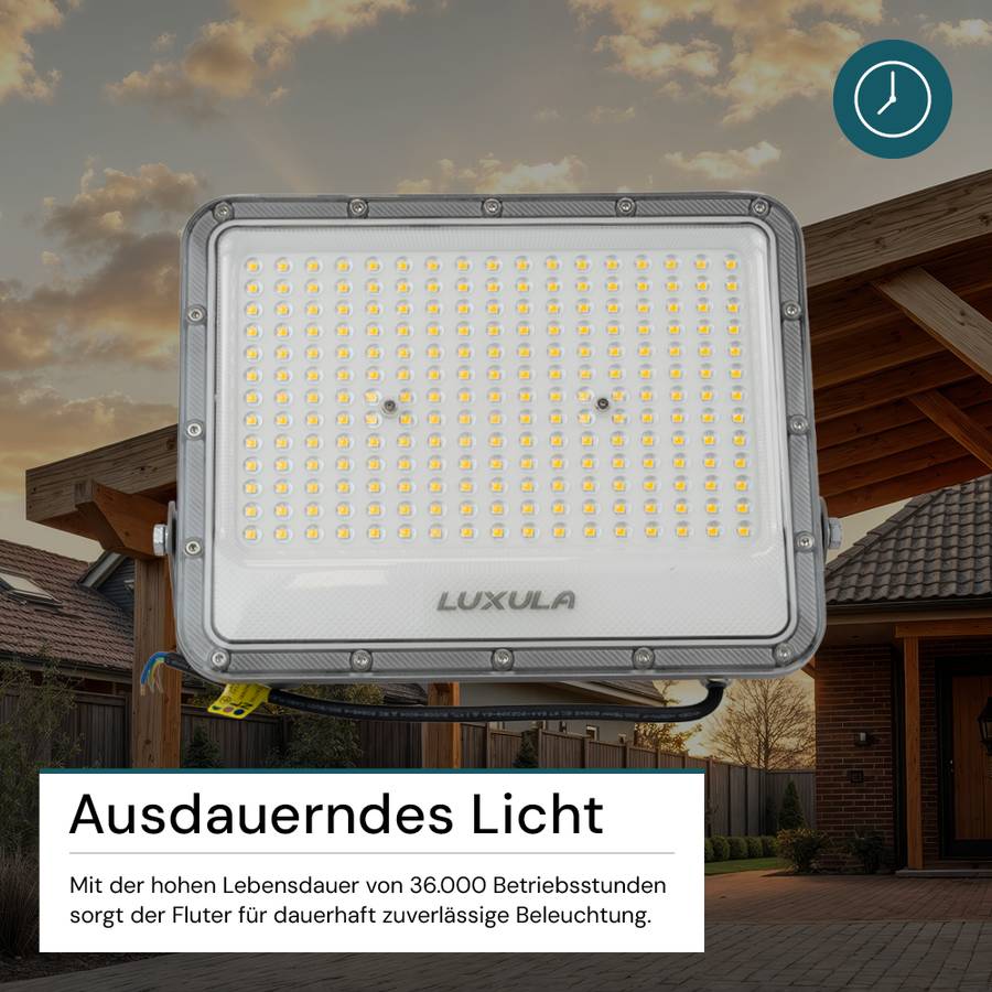 LUXULA LED Außenstrahler 150W 4000K Neutralweiß 18500lm Fluter IP65 Aluminium Grau-3