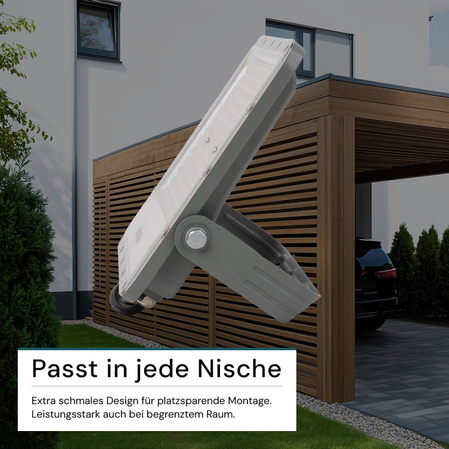 LUXULA LED Außenstrahler 150W 4000K Neutralweiß 18500lm Fluter IP65 Aluminium Grau-4