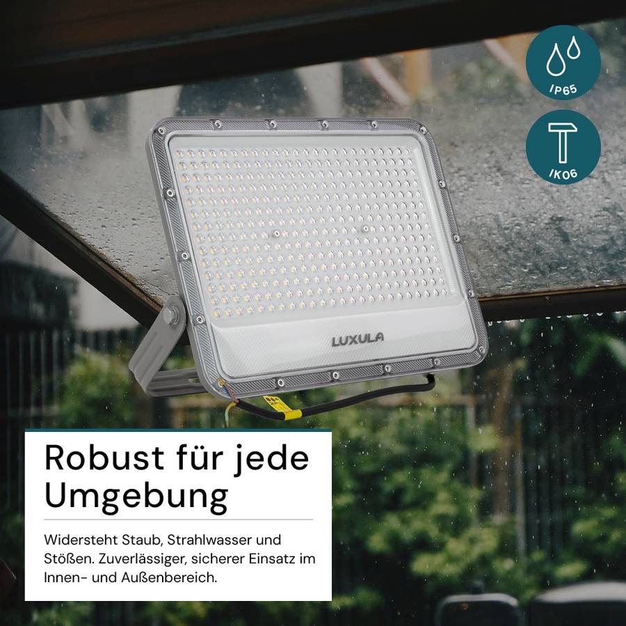 LUXULA LED Außenstrahler 200W 4000K Neutralweiß 26000lm Fluter IP65 Aluminium Grau-2