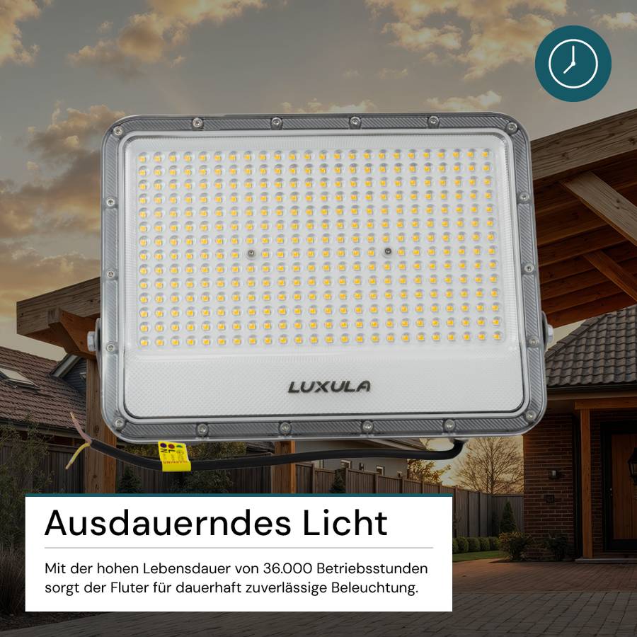 LUXULA LED Außenstrahler 200W 4000K Neutralweiß 26000lm Fluter IP65 Aluminium Grau-3