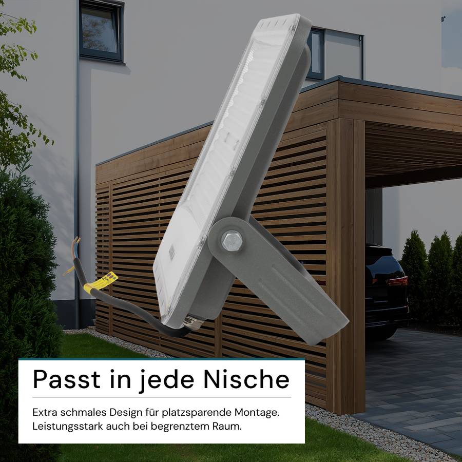 LUXULA LED Außenstrahler 200W 4000K Neutralweiß 26000lm Fluter IP65 Aluminium Grau-4
