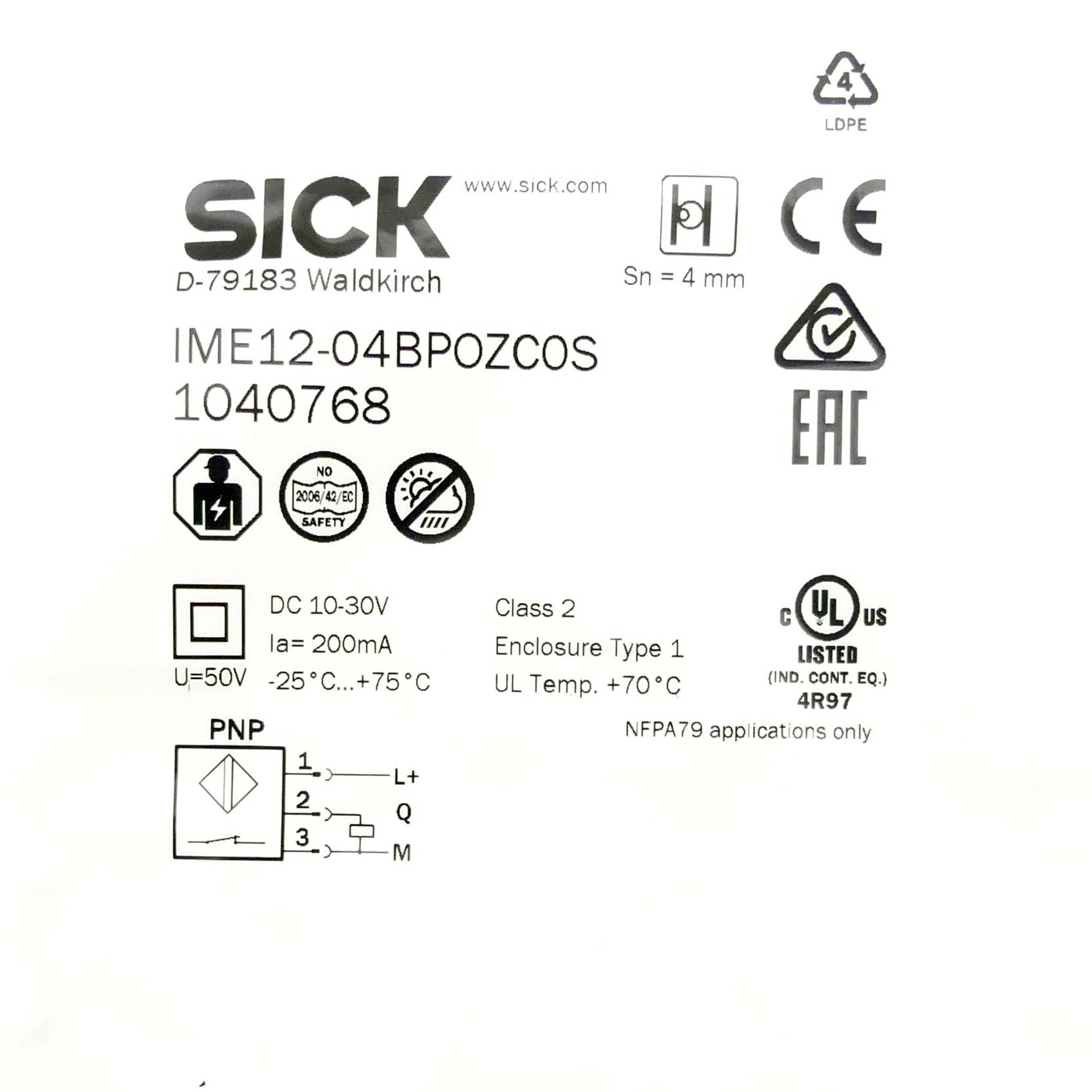SICK Induktiver Näherungssensor IME12-04BPOZC0S (1040768)-1