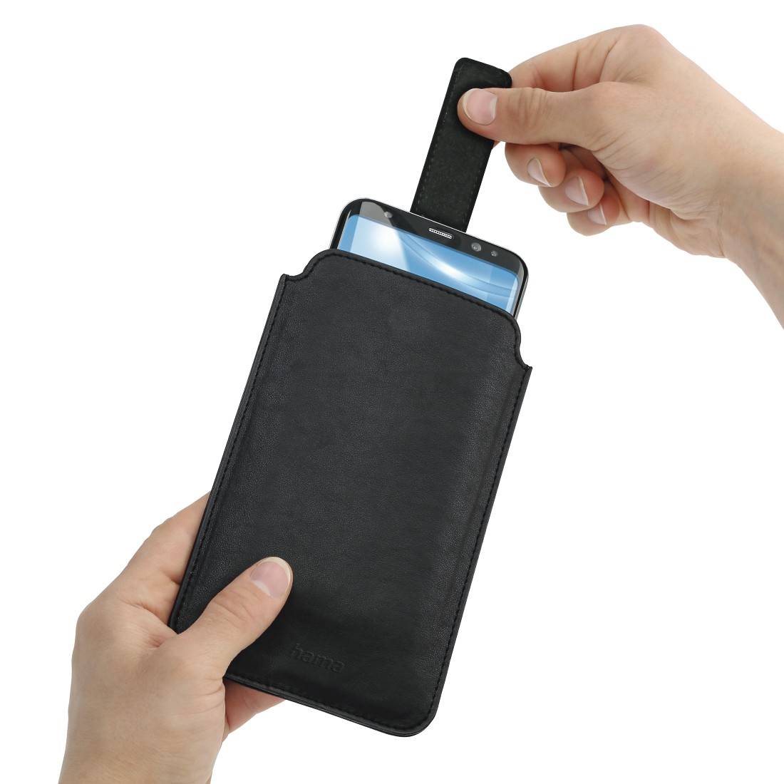 hama 00196884 Smartphone-Sleeve "Easy Slide", Größe XL, Schwarz-1