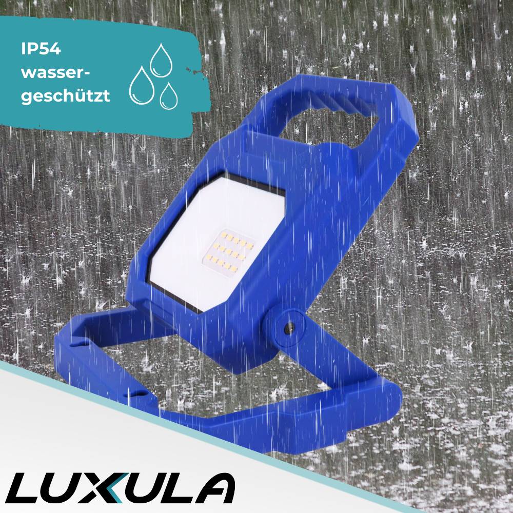 LUXULA - LED Akku Baustrahler 6W 800lm 4000K (neutralweiß) IP54 7 Stunden Lichtzeit faltbarer Strahler mit USB-4