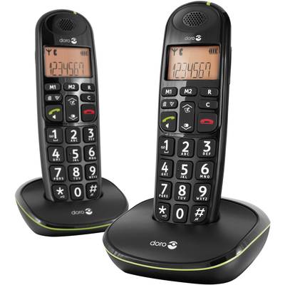 doro PhoneEasy 100w Duo Schnurloses Seniorentelefon Optische Anrufsignalisierung Beleuchtetes Display Schwarz 