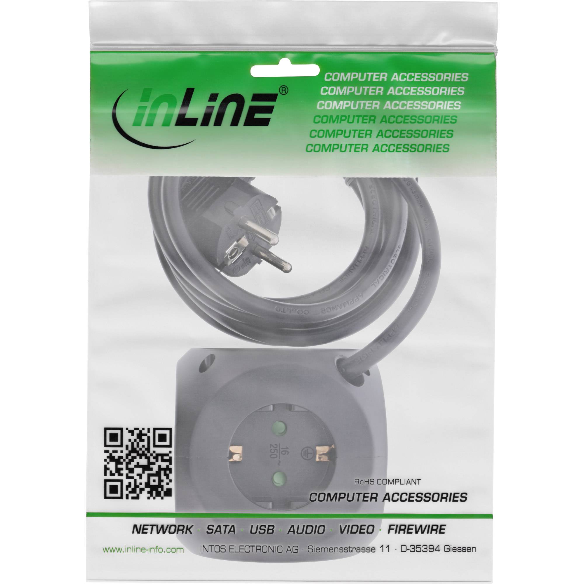 INLINE - Charging Cube - 3x Schutzkontakt - 2x USB-C - 2x USB-A - schwarz - 2m-4