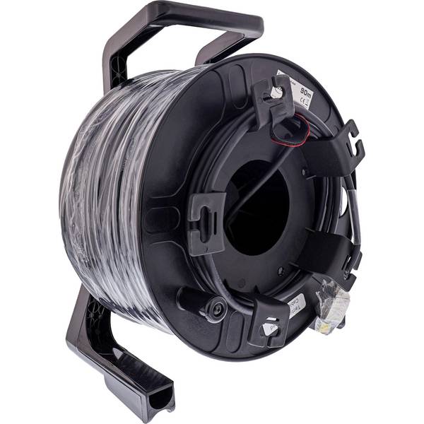 InLine® Netzwerk-Kabeltrommel Outdoor, Cat.6A RJ45 HARTING, 90m, schwarz