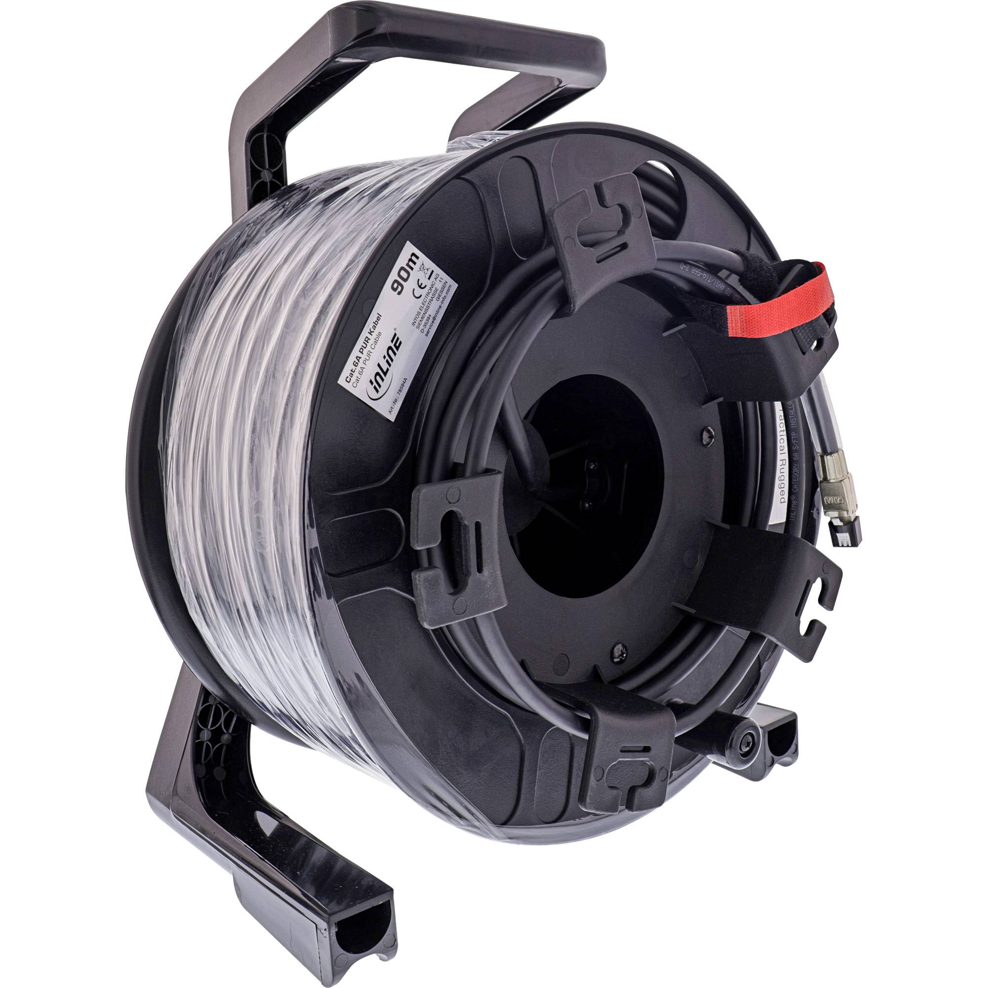 InLine® Netzwerk-Kabeltrommel Outdoor, Cat.6A PUR RJ45, 90m, schwarz-0