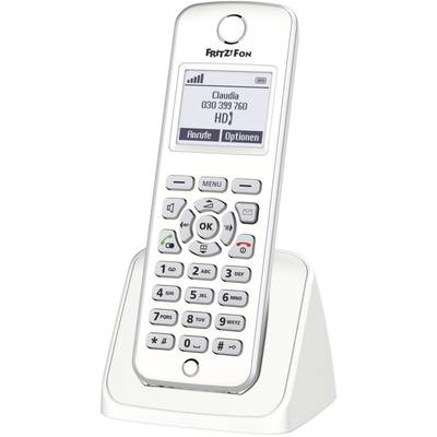 AVM FRITZ!Fon M2 Schnurloses Telefon VoIP Babyphone, Freisprechen Beleuchtetes Display Weiß, Silber
