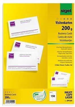 SIGEL Visitenkarte DP839 85x55mm 200g weiß 150 St./Pack.-0