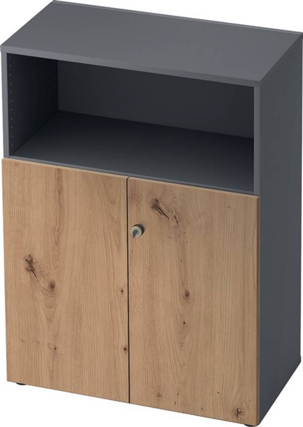 Schrank H1100xB800xT420mm Graphit/Asteiche 3 OH 2 Türen HAMMERBACHER
