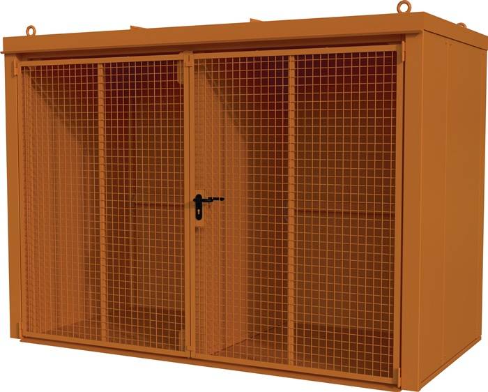 Gasflaschencontainer B3120xT1610xH2295mm m.Dach gelborange Doppelflügeltür BAUER-0
