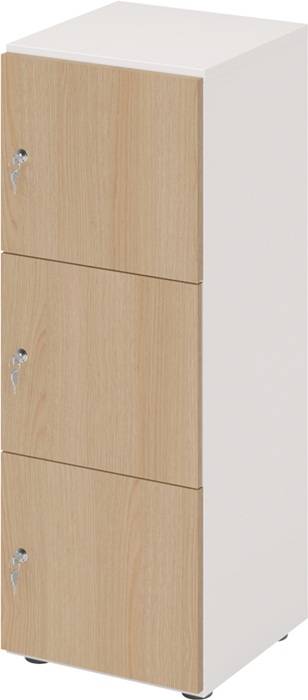 Schließfachschrank Zylinderschl.weiß/Eiche H1100xB400xT420mm 3 Abt.HAMMERBACHER-0