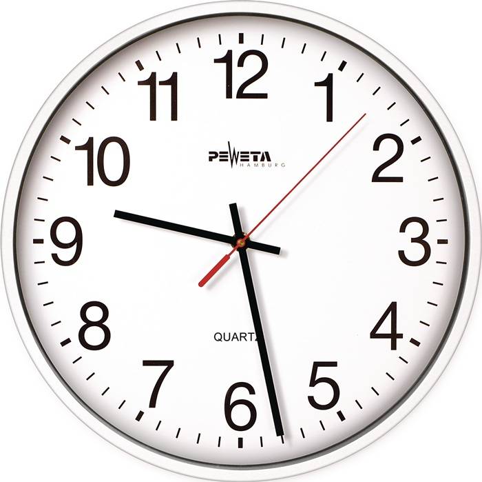 PEWETA 44.130.211 Wanduhr Quarzuhr Kunststoff weiß Ø 250 mm 1,5 V arabische Zah-0