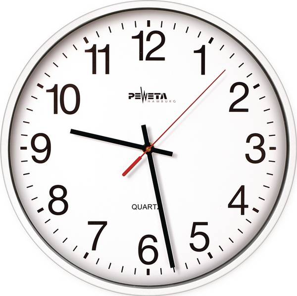 PEWETA 44.130.211 Wanduhr Quarzuhr Kunststoff weiß Ø 250 mm 1,5 V arabische Zah