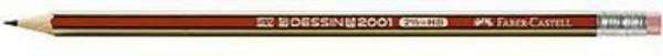 Faber-Castell Bleistift DESSIN 2001 112100 HB rot/gold +Radierer