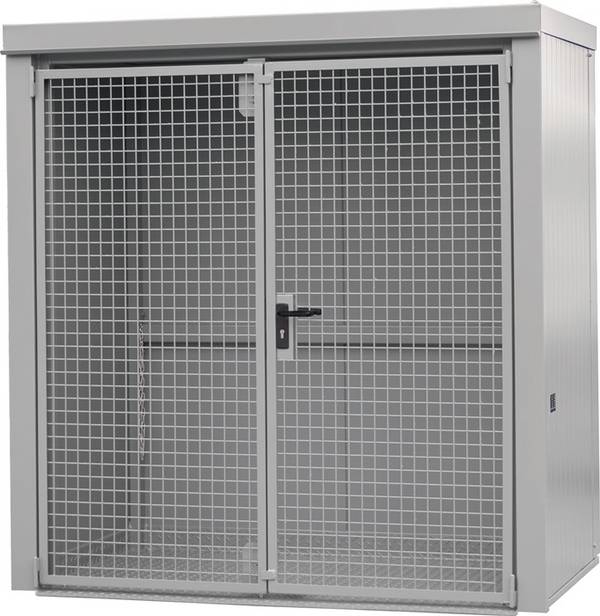 Gasflaschencontainer B2120xT1210xH2265mm m.Dach mausgrau o.Trennw.BAUER