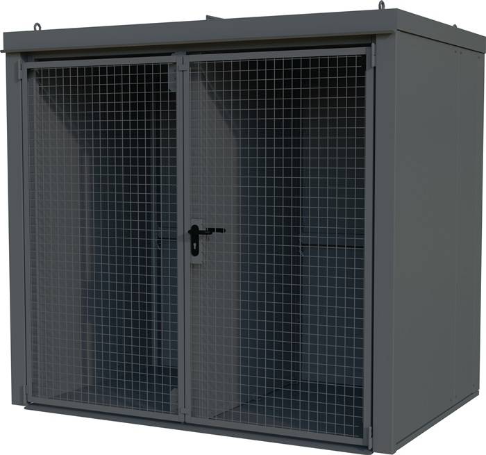 Gasflaschencontainer B2425xT1610xH2265mm m.Dach mausgrau Doppelflügeltür BAUER-2