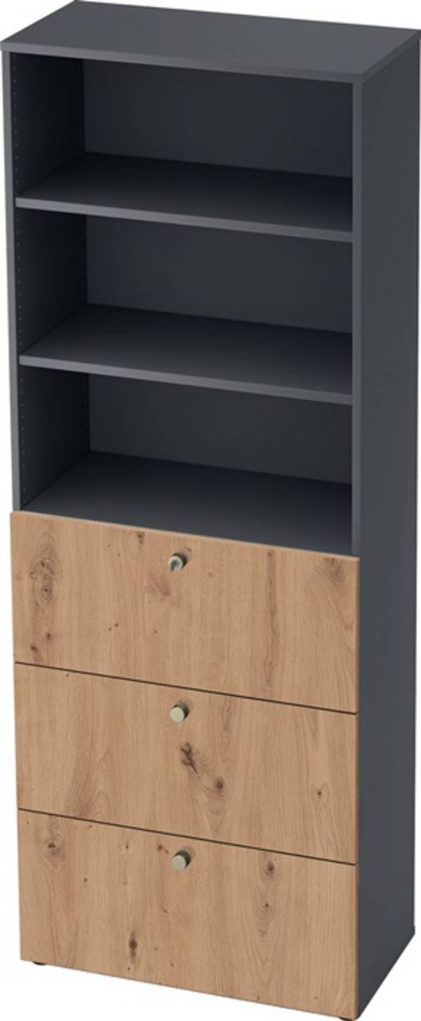 Schrank H2156xB800xT420mm graphit/Asteiche 6 OH 3 Hängeregistraturen