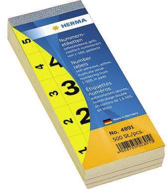 HERMA Nummernblock 4891 1-500 sk 28x56mm gelb 500 St./Pack.-0