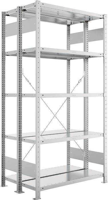 Steckregal CLIP 150 H2000xB1000xT2x300mm Grundregal verz.2x5Stahlböden META-0