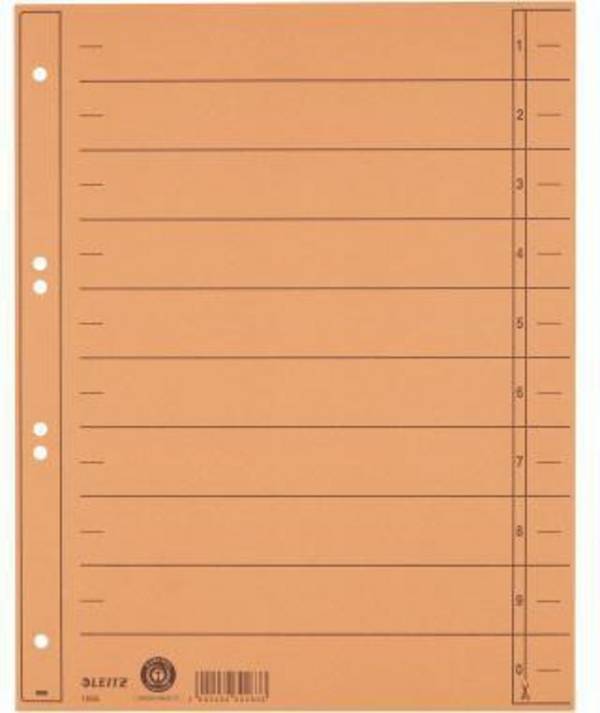 Leitz Trennblatt 16580045 A4 230g Karton orange 100 St./Pack.