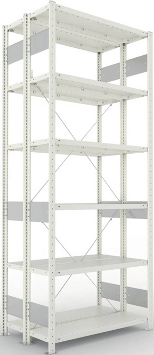 Steckregal CLIP150S3 H2500xB1000xT2x300mm Grundregal lichtgrau 2x6StahlbödenMETA