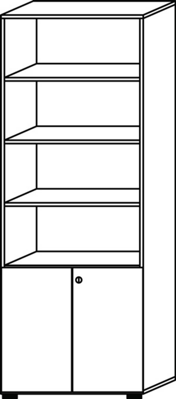 Schrank H2156xB800xT420 graphit/Asteiche 6 OH (4 offen) 2 Türen Knaufgriff