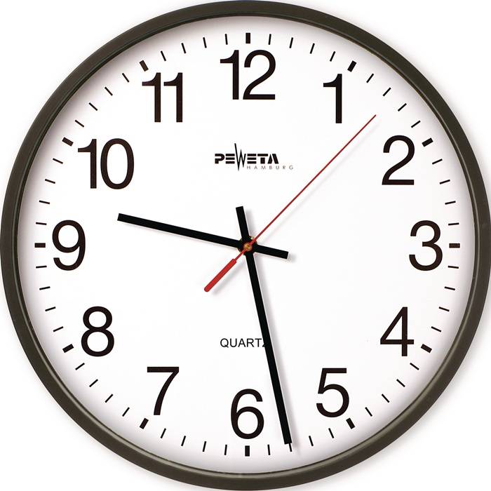 PEWETA 44.130.212 Wanduhr Quarzuhr Kunststoff schwarz Ø 250 mm 1,5 V arabische-0