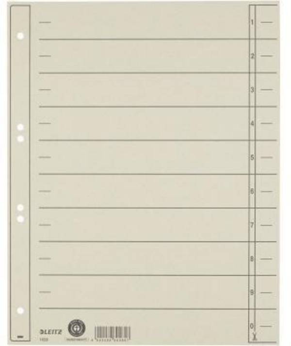 Leitz Trennblatt 16580085 A4 230g Karton grau 100 St./Pack.