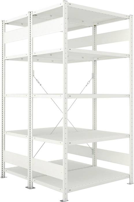 Steckregal CLIP 150 H2000xB1000xT2x600mm Grundregal lichtgrau 2x5Stahlböden META-0