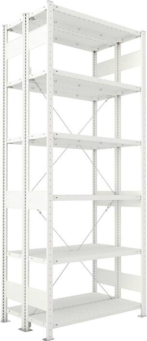 Steckregal CLIP 150 H2500xB1000xT2x300mm Grundregal lichtgrau 2x6Stahlböden META-0