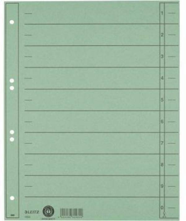 Leitz Trennblatt 16580055 A4 230g Karton grün 100 St./Pack.