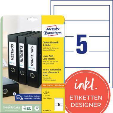Avery Zweckform Einsteckrücken- schild C32267-25 weiß 125 St./Pack.-0