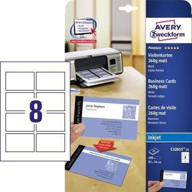 Avery Zweckform Visitenkarte C32015-25 85x54mm ws 200 St./Pack.-0