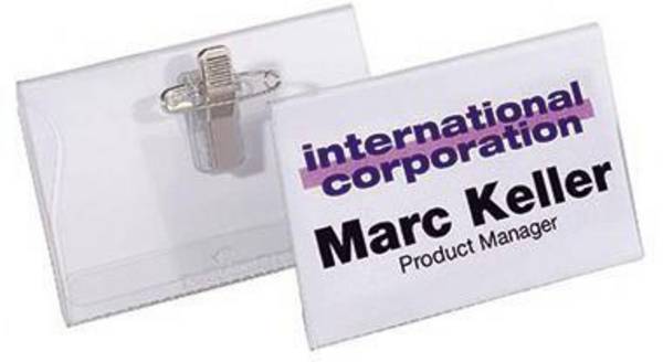 DURABLE Namensschild 815719 40x75mm Kombiklemme tr 50 St./Pack.