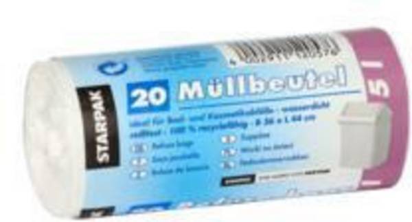 PAPSTAR Müllbeutel 12057 44x36cm 5l weiß 20 St./Pack.