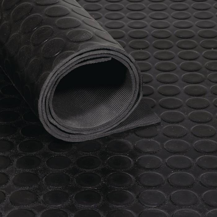 Gummiflachnoppenmatte B.1,2m L.10m D.3mm schwarz NR/SBR o.Gewebeeinlage TECWERK