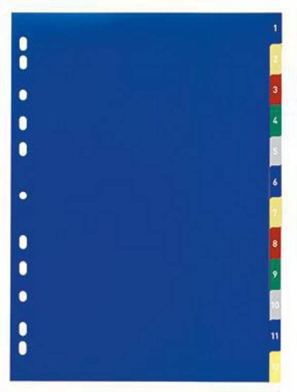 DURABLE Register 1-12 675027 DIN A4 PP farbig