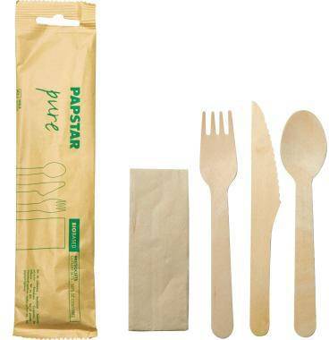 PAPSTAR Besteck-Set Pure 88243 Holz-0