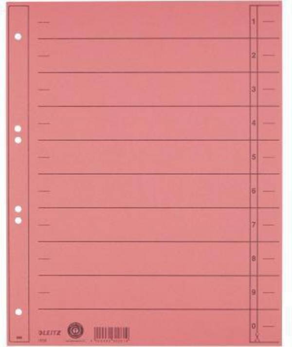Leitz Trennblatt 16580025 A4 230g Karton rot 100 St./Pack.