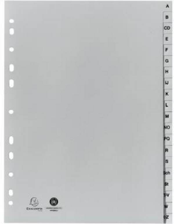 Exacompta Register 1720B DIN A4 20tlg A-Z PP grau