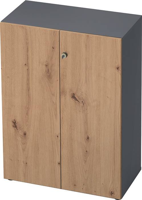 Schrank H1100xB800xT420mm Graphit/Asteiche 3 OH 2 Türen Knaufgriff-0
