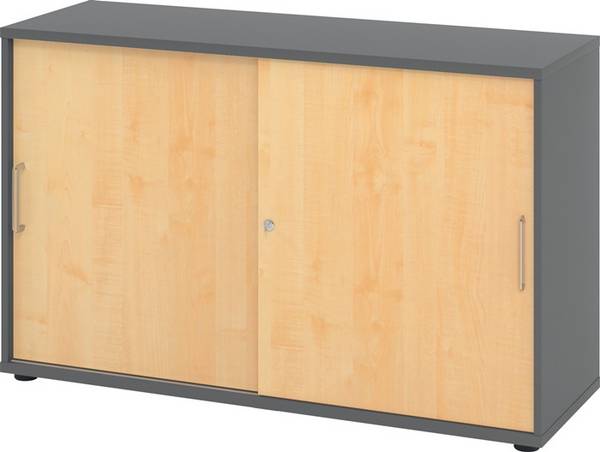 Schrank Teda-Z H748xB1200xT400mm Graphit/Ahorn 2 OH 2 Schiebetüren zerlegt