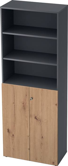 Schrank H2156xB800xT420mm graphit/Asteich 6 OH (3 offen) 2 Türen-0