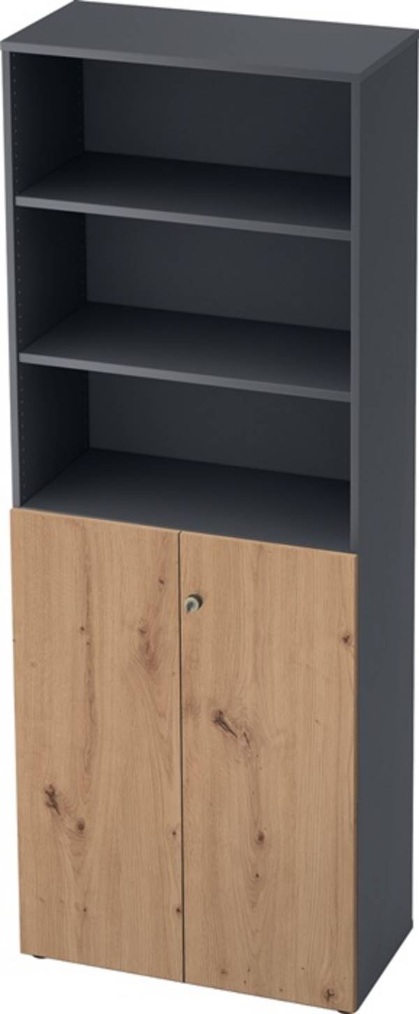 Schrank H2156xB800xT420mm graphit/Asteich 6 OH (3 offen) 2 Türen