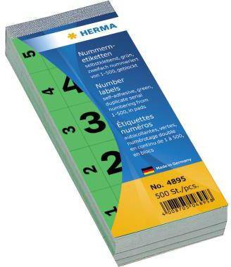 HERMA Nummernblock 4895 1-500 sk 28x56mm grün 500 St./Pack.-0