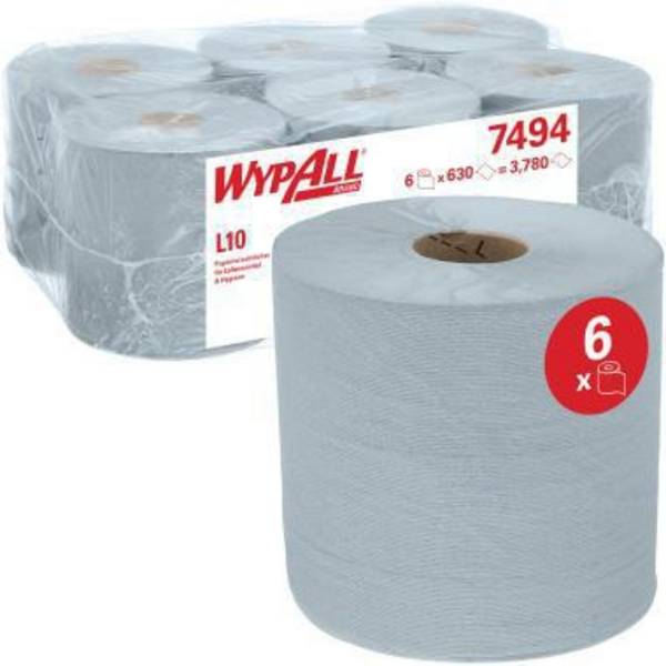 WYPALL 446230350 WYPALL Wischtuch Roll Con trol 7494 18,5x38cm blau 6St.   Die p