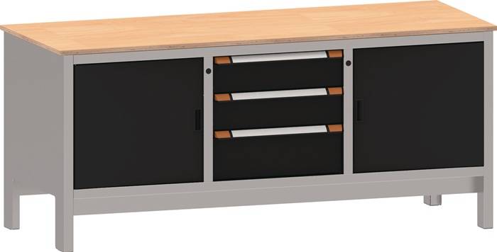 Werkbank EcoBlox Set 3D B1850xT700xH870mm Buche Multiplex ERLOX/grau-0