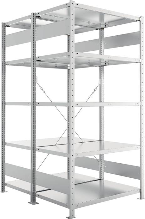 Steckregal CLIP 150 H2000xB1000xT2x600mm Grundregal verz.2x5Stahlböden META-0